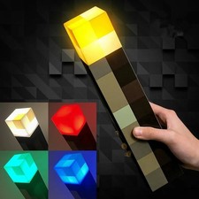 Minecraft Game Torch Lamp Led Night Light Home Decors USB Rechargeable Kids Gift