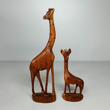 Wooden  Carved Pair of Giraffe