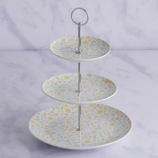 Dunelm Floral Porcelain 3 Tier Cake Stand Birthday Celebration Cakes Party