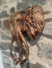 Hand Carved Wooden Elephant Wall Hanging
