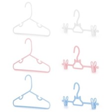 20 Children's Coat Hangers Set Plastic Wardrobe Top & Clips Baby Toddler 30cm