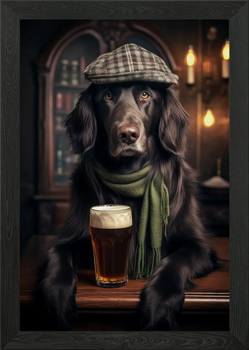 Flat coated retriever framed - retriever,
