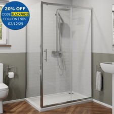 1200 x 700mm Sliding Shower Door & Side Panel Enclosure 6mm Glass Screen Framed