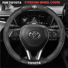 38cm/15" PU Leather+Carbon Fiber Steering Wheel Cover For Toyota 60-25 All Cars