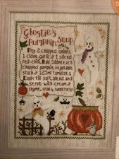 Halloween Spooky Recipe Ghost Pumpkin Soup Cross Stitch Chart