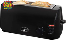 4 Slice Toaster Black - Extra Wide Long Slots for Crumpets and Bagels - 6 Settin