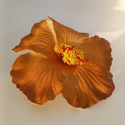 Brown fabric flower brooch - brown,