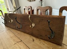 Coat Rack 5 Hook Old Wooden Rustic Wall Mounted Hat Hanger Country Farmhouse