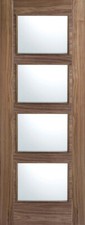 LPD Internal Walnut Vancouver 4L Fire Rated FD30 Clear Glass Doors CRACKED GLASS
