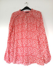 BNWOT Marks & Spencer Long Tunic Blouse Top in Red & White Design, Size 14
