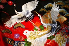 Vintage Japanese Wedding Uchigake Bridal Kimono Gold Silk Embroidered Crane