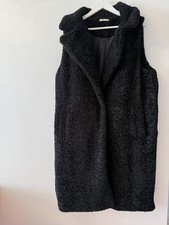 Ladies Tu Woman Black Teddy Sleeveless Over Coat/Gilet UK 16. NWOT 