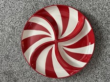 New Candy Cane Dish ceramic Peppermint White and Red TK Maxx Xmas Platter plate