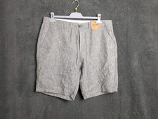 F&F mens size w38 grey 100% linen casual shorts bermuda New
