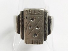 Vintage Silver Trench Art 1943 Tunis Signet Ring Size T