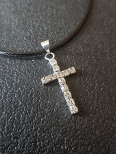 Sparkly Faceted Diamante Cross Pendant Necklace