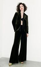 M&S x Sienna Miller Green Velvet Wide Leg Trousers 8 12  Regular