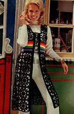 Crochet Pattern Vintage Long Hippy Festival Boho Waistcoat. 32-36" Bust.
