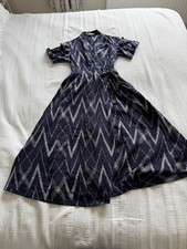 Toast Navy Blue Grey Ikat Faux