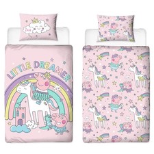 Peppa Pig Junior Duvet Set Toddler Quilt Kids Girls Pink Bedding with George