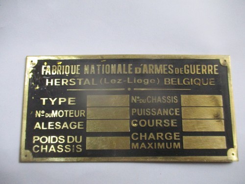 Type plate pre war - fn, truck