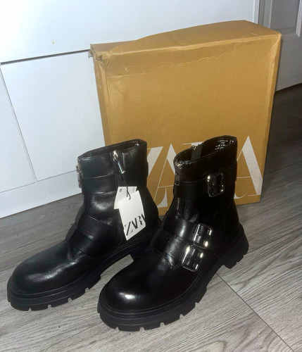 Zara women black leather - black,