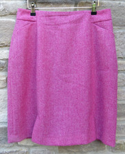 BODEN WOMEN'S BRITISH TWEED BY MOON PINK WOOL HERRINGBONE PENCIL SKIRT UK 12 12L