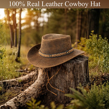 100% Real Leather Cowboy Hat