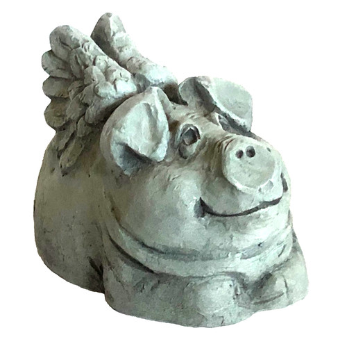 Stone bunny flying pig - stone,