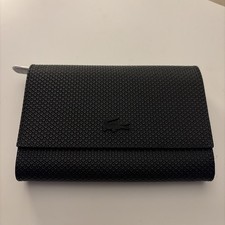 New Lacoste ‘Chantaco’ Black Leather Envelope Wallet (Free Postage)