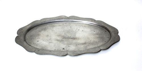Vintage solid pewter oval - solid, 10"
