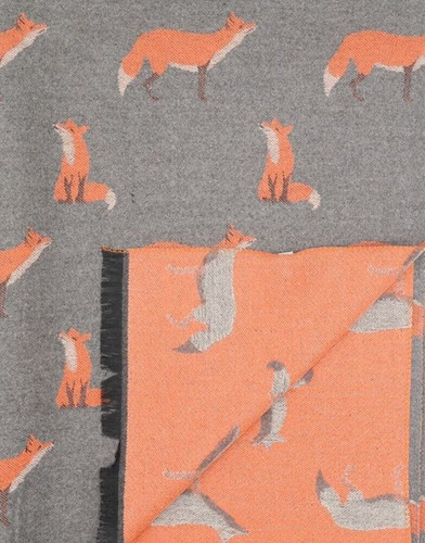Grey fox scarf warm thick - fox,