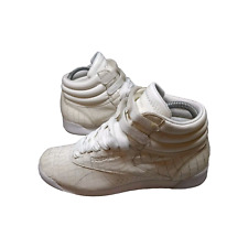 Reebok Womens Freestyle Trainers White Crackle High Top Shoes UK Size 5.5 