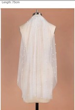 UK 1 Layer Cathedral Length Bridal Veil 3 meters Pearls Wedding Veil With Comb