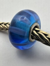 Trollbeads - Authentic - Genuine - Unique OOAK - Blue with Lilac Stripes