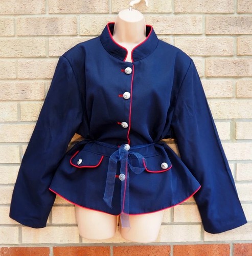 Mika blue red - trim, buttoned
