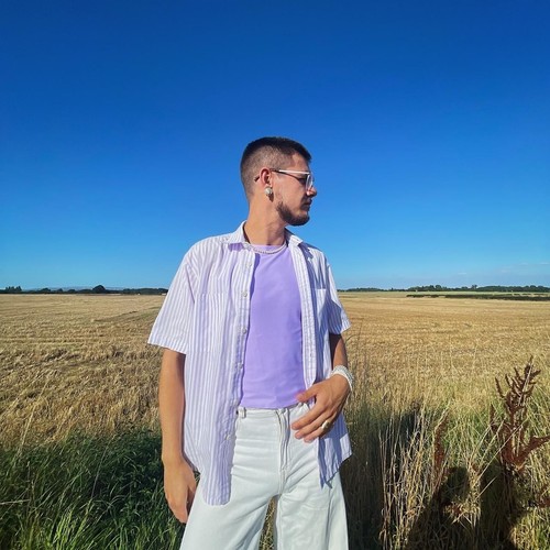 Striped vintage bowling shirt - vintage,
