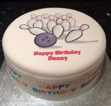 Bowling / Skittles Edible Icing Cake Topper or Ribbon