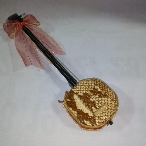 Golden snakeskin shamisen with - snakeskin,