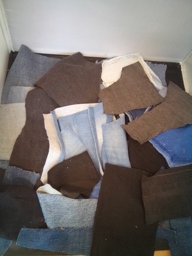 Denim fabric scraps offcuts - denim,