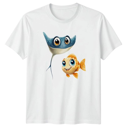 Cartoon stingray and fish - stingray,