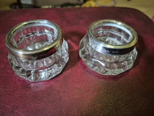 Pair silver topped salt - of,