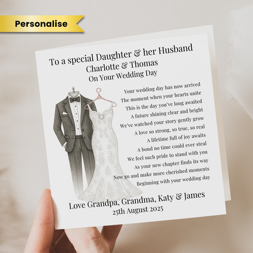 Personalised wedding day - wedding, card