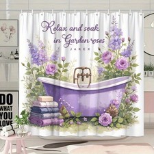 Rose Lavender Bathtub Purple Dream Bathroom Waterproof Ultra-fine Shower Curtain
