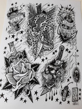 1999 PEPE tattoo flash sheets X 7
