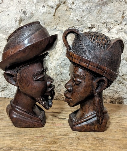 Pair hand carved african - pair,
