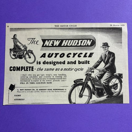 Hudson autocycle 1953 - autocycle, original