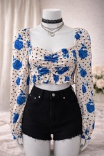 Topshop Blue Floral & Polka