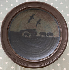 Large Studio Pottery Charger Plate - 30.5cm Diameter - Prehistoric theme - HEAVY