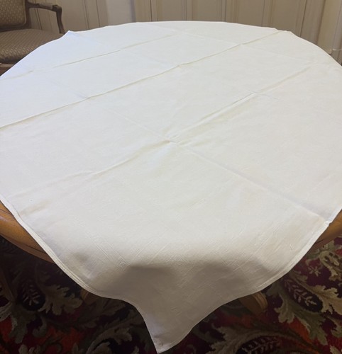White cotton damask - , tablecloth